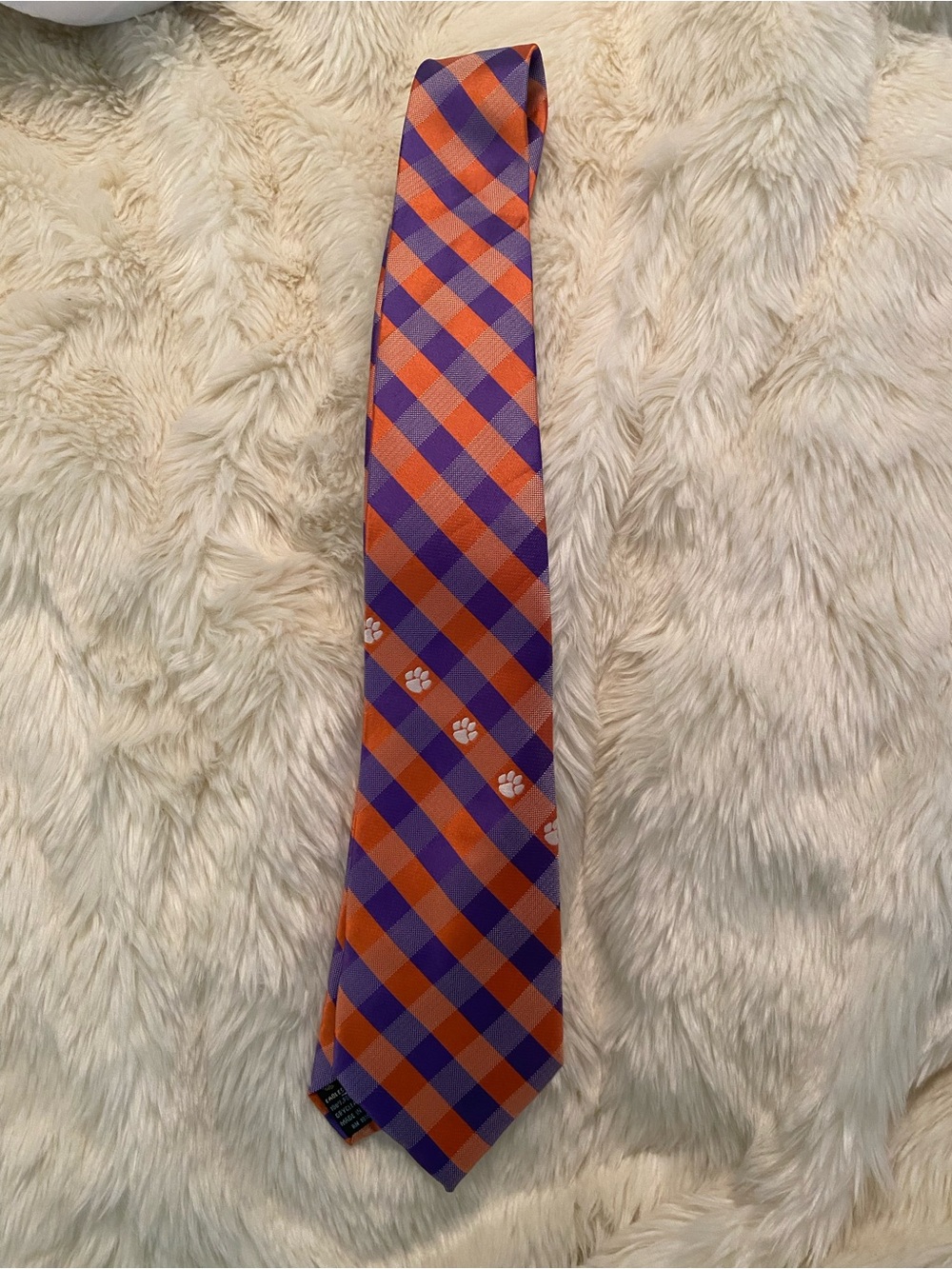 Classic Clemson Orange and Purple Men's Tie with Paw Motif